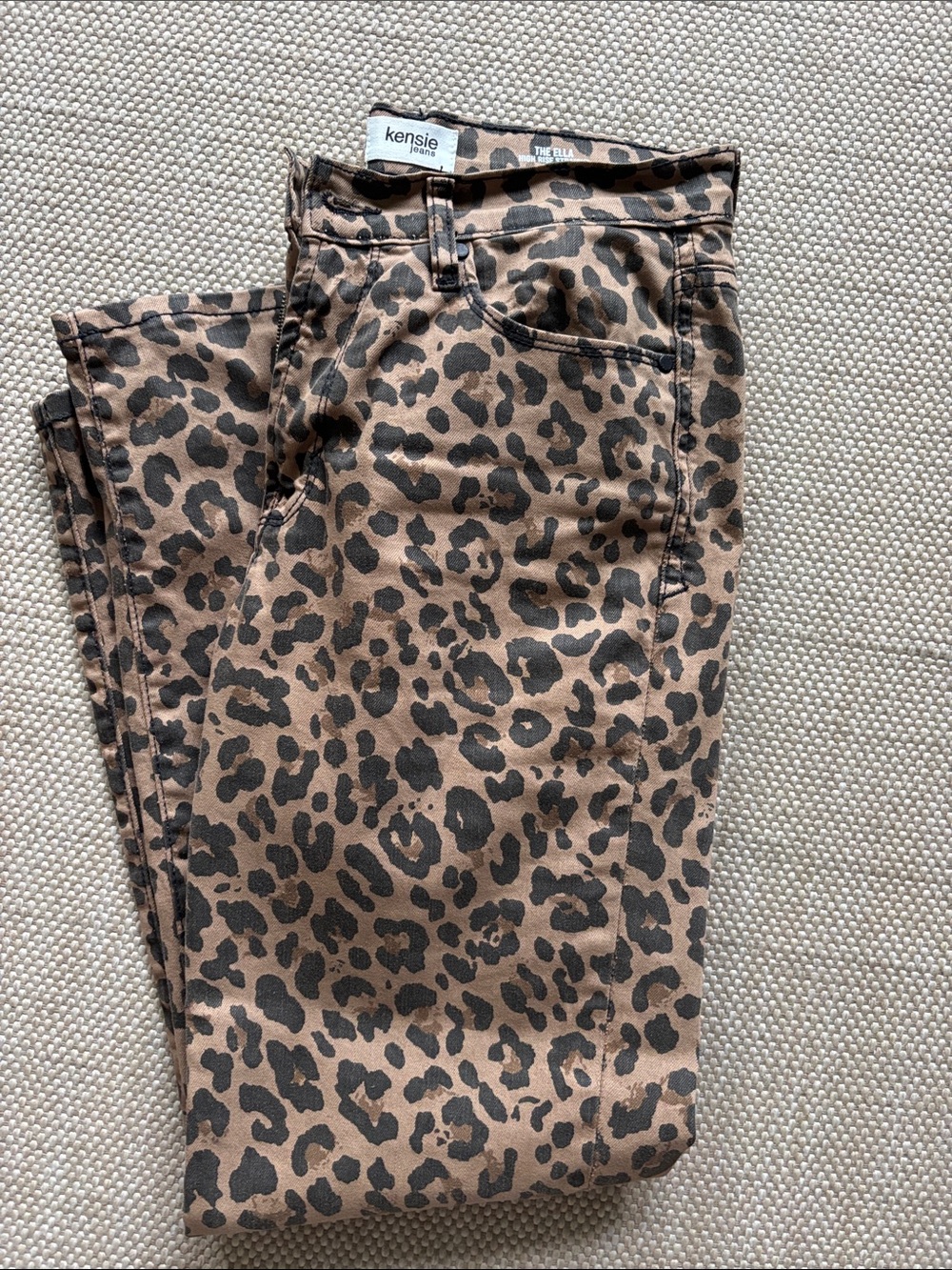 Kensie Leopard Print Skinny Jeans in Brown and Black